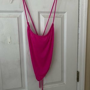 Pink Cropped Open Back Halter Top // Condition: never worn